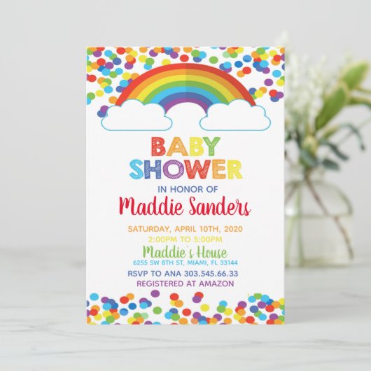 Rainbow Baby shower Invitation Kaart (Staand voorkant)