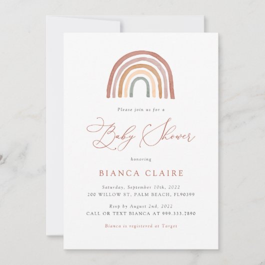 Rainbow Baby shower Invitation Kaart (Voorkant)