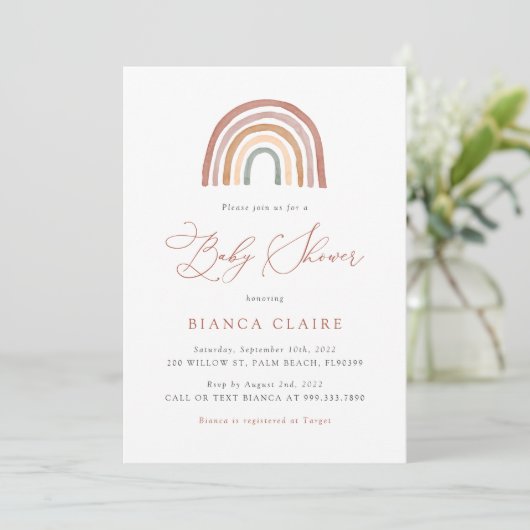 Rainbow Baby shower Invitation Kaart (Staand voorkant)