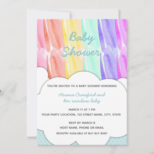 Rainbow Baby shower Invitation Kaart (Voorkant)