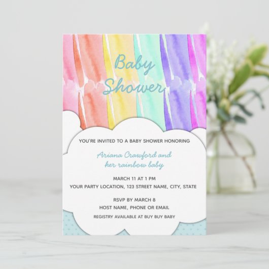 Rainbow Baby shower Invitation Kaart (Staand voorkant)