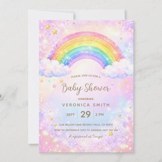 Rainbow Baby Shower Invitation  Kaart (Voorkant)