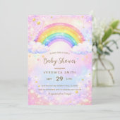 Rainbow Baby Shower Invitation  Kaart (Staand voorkant)