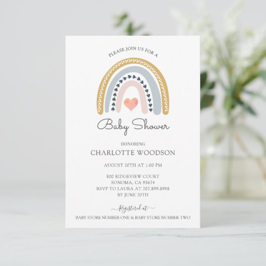 Rainbow Baby shower Invitation Kaart (Staand voorkant)