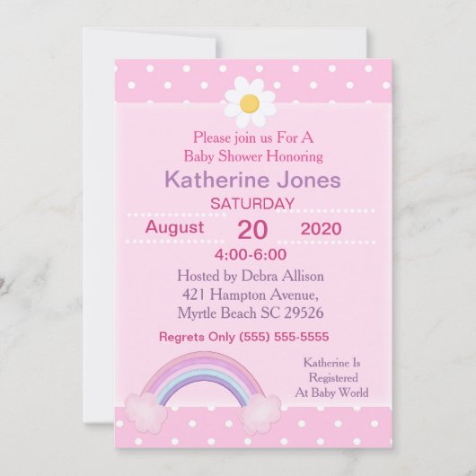 Rainbow Baby shower Invitation Kaart (Voorkant)