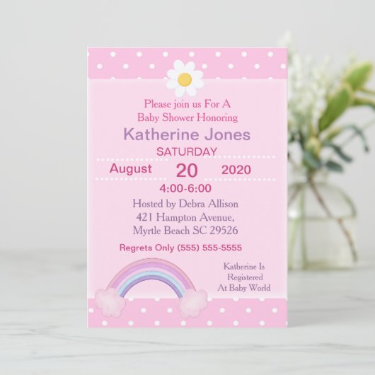 Rainbow Baby shower Invitation Kaart (Staand voorkant)
