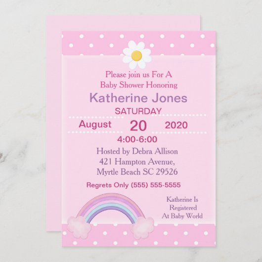 Rainbow Baby shower Invitation Kaart (Voorkant / Achterkant)