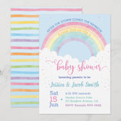 Rainbow Baby shower Invitation Kaart (Voorkant / Achterkant)