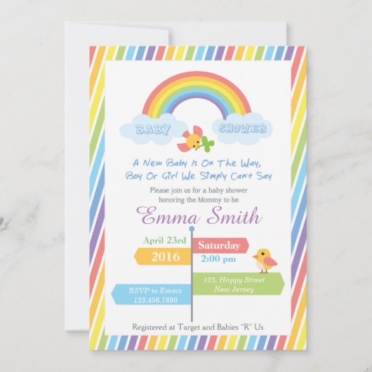 Rainbow Baby shower Invitation Kaart (Voorkant)