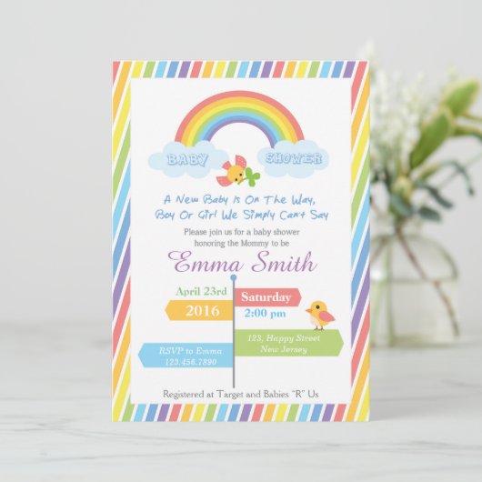Rainbow Baby shower Invitation Kaart (Staand voorkant)