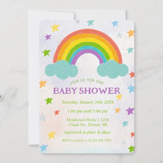Rainbow Baby shower Invitation Kaart (Voorkant)
