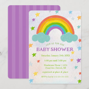 Rainbow Baby shower Invitation Kaart
