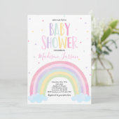 Rainbow Baby shower Invitation Pastel Rainbow Baby Kaart (Staand voorkant)