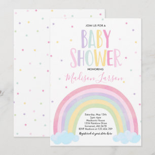 Rainbow Baby shower Invitation Pastel Rainbow Baby Kaart