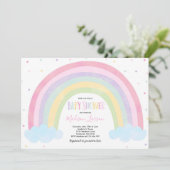 Rainbow Baby shower Invitation Pastel Rainbow Baby Kaart (Staand voorkant)