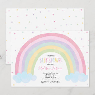 Rainbow Baby shower Invitation Pastel Rainbow Baby Kaart