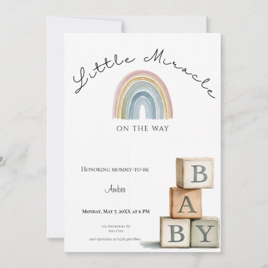 Rainbow Baby Shower Invite Boho Neutral Feestdagenkaart (Voorkant)
