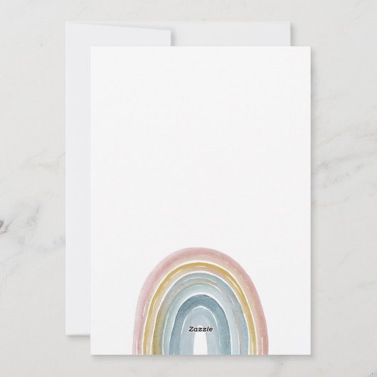 Rainbow Baby Shower Invite Boho Neutral Feestdagenkaart (Achterkant)
