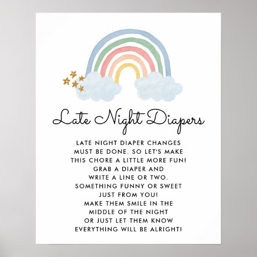 Rainbow Baby shower Late Night Diaper game Poster (Voorkant)