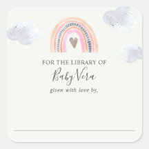 Rainbow Baby shower Library Square Sticker