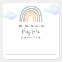 Rainbow Baby shower Library Square Sticker