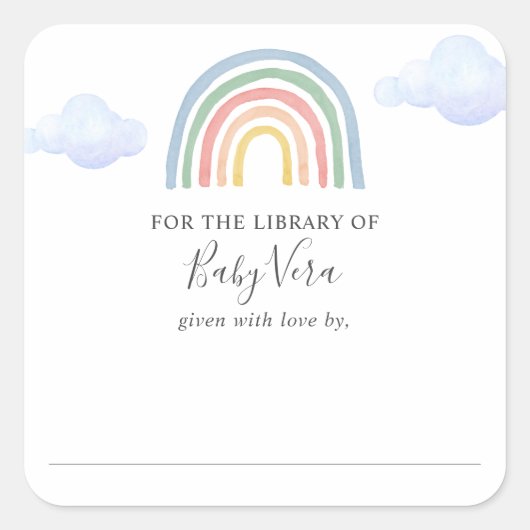 Rainbow Baby shower Library Square Sticker (Voorkant)