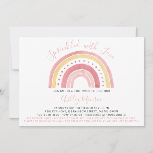 Rainbow Baby shower Meisje Baby Sprinkle Uitnodigi Kaart (Voorkant)