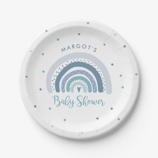 Rainbow Baby shower Muted Pastel Rainbow Papieren Bordje (Voorkant)