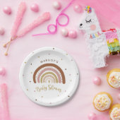 Rainbow Baby shower Muted Pastel Rainbow Papieren Bordje (Feest)