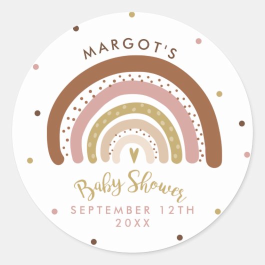 Rainbow Baby shower Muted Pastel Rainbow Ronde Sticker (Voorkant)