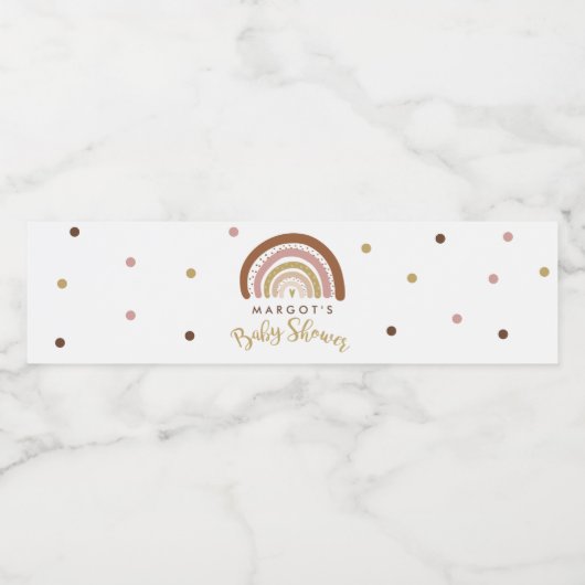Rainbow Baby shower Muted Pastel Rainbow Waterfles Etiket (Enkel label)