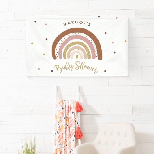 Rainbow Baby shower Muted Pastel Rainbow Welkom Spandoek (Insitu)