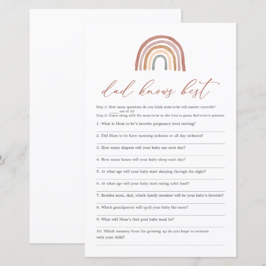 Rainbow Baby shower Papa kent beste game (Voorkant / Achterkant)