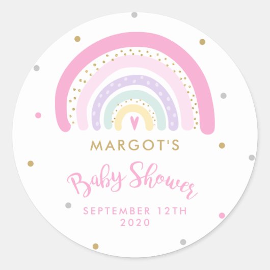 Rainbow Baby shower Pastel Ronde Sticker (Voorkant)