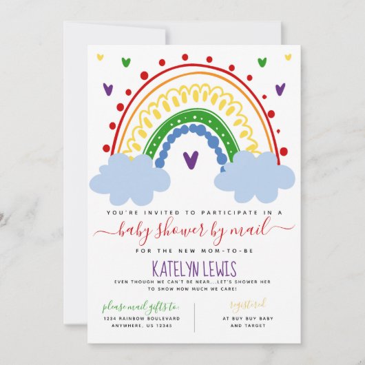 Rainbow-Baby shower per e-mail Kaart (Voorkant)
