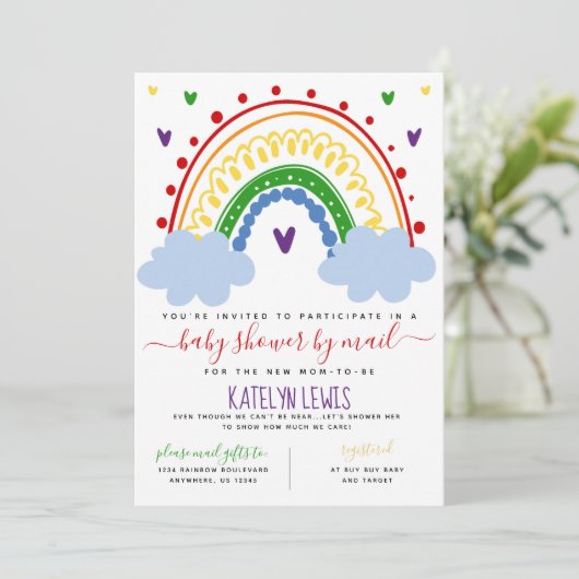 Rainbow-Baby shower per e-mail Kaart (Staand voorkant)