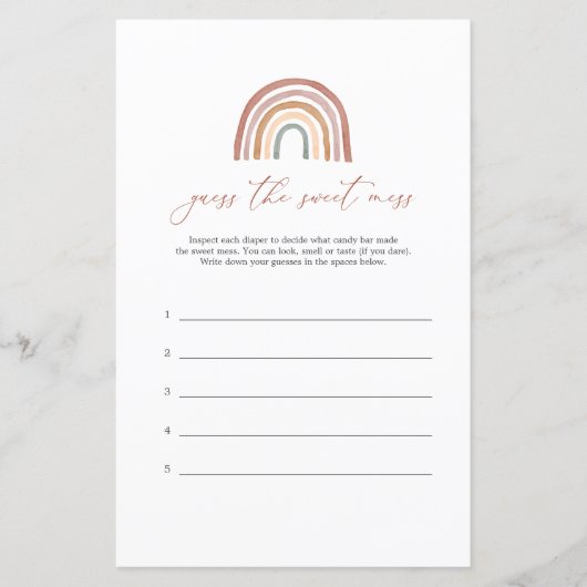 Rainbow Baby shower Raad de Baby Sweet Mess spel (Voorkant)