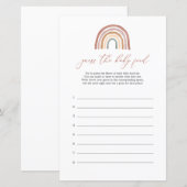 Rainbow Baby shower raden de Baby Food spel (Voorkant / Achterkant)