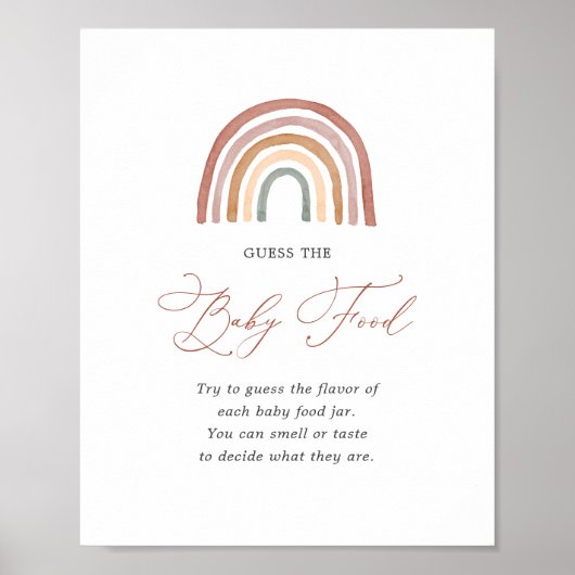 Rainbow Baby shower raden het Baby Food teken Poster (Voorkant)