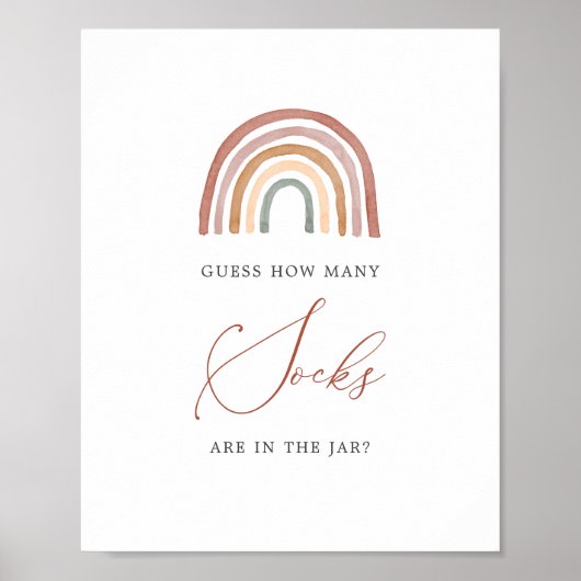 Rainbow-Baby shower raden hoeveel sokborden Poster (Voorkant)