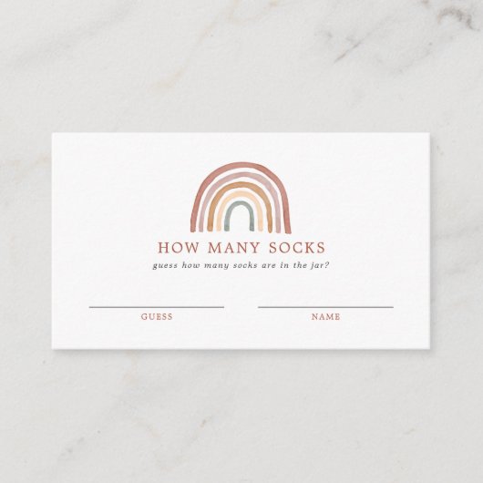 Rainbow-Baby shower raden hoeveel sokkaarten er zi Informatiekaartje (Voorkant)