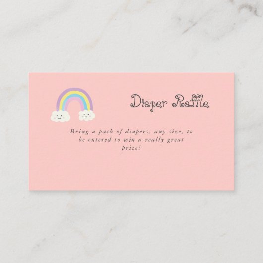 Rainbow Baby shower Roze, dunne, Raffle Kaart (Achterkant)