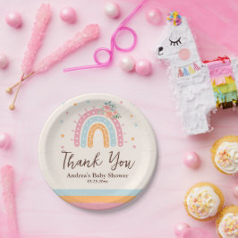 Rainbow Baby shower Roze Papieren Bordje