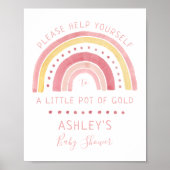 Rainbow Baby shower Roze pink Pot of Gold Favors S Poster (Voorkant)