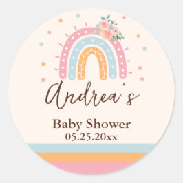 Rainbow Baby shower Roze Ronde Sticker