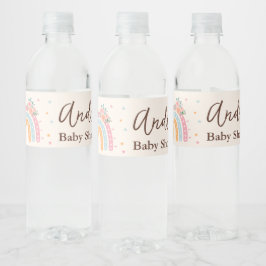 Rainbow Baby shower Roze Waterfles Etiket