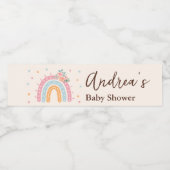 Rainbow Baby shower Roze Waterfles Etiket (Enkel label)