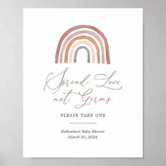 Rainbow Baby shower Sanitization Station Sign Poster (Voorkant)