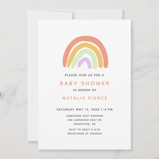Rainbow Baby shower Schattige minimalistisch Kaart (Voorkant)