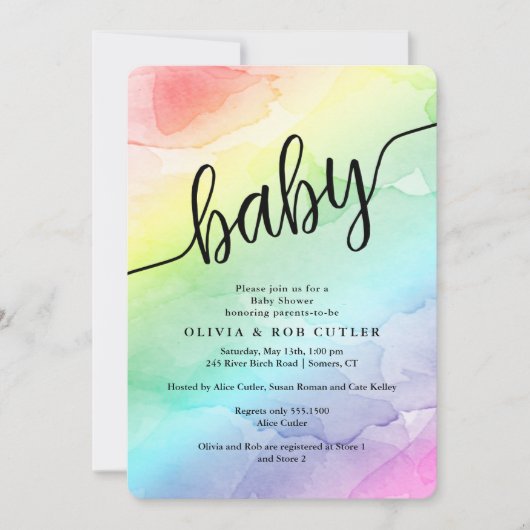 Rainbow Baby shower Script Baby Kaart (Voorkant)